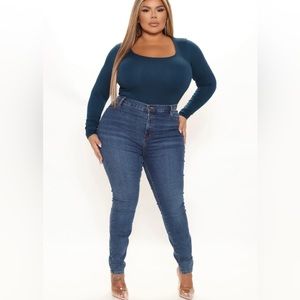 NWT- Sexy teal square neck top